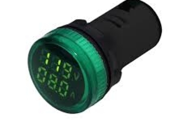 VOLTÍMETRO/AMPERÍMETRO DIGITAL 22MM - 50 A 265VCA/0-100A VERDE - RR Domótica